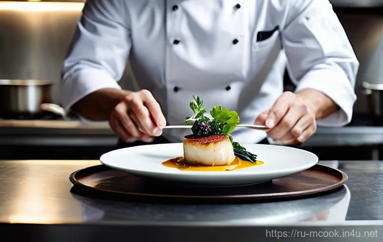 다문화 요리사와 미슐랭 스타 레스토랑 - The Culinary Artist's Palette**
**Prompt:** A highly dynamic, wide-angle shot of a male chef, appro...