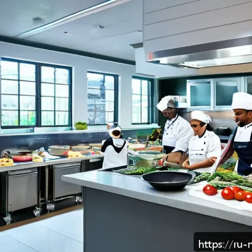 Home 17 다문화 요리사 교육과정 - A vibrant international culinary classroom scene featuring diverse students from various cultural ba...